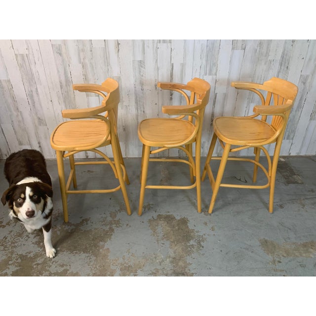 Thonet Vintage Radomsko ZMG Polish Bentwood Bar Stool Chairs For Sale - Image 4 of 10