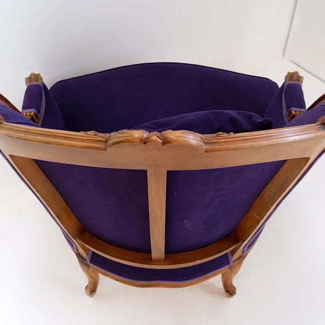 Textile French Bergere Armchair in Velvet For Sale - Image 7 of 13