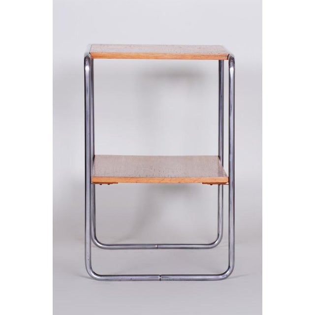 Small Czech Bauhaus Oak and Chrome Table, 1930s For Sale - Image 4 of 9