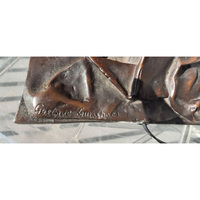 19thc Art Nouveau Large Gustave Gurshner Bronze Figural Floor/ Table Lamp Signed For Sale - Image 18 of 18