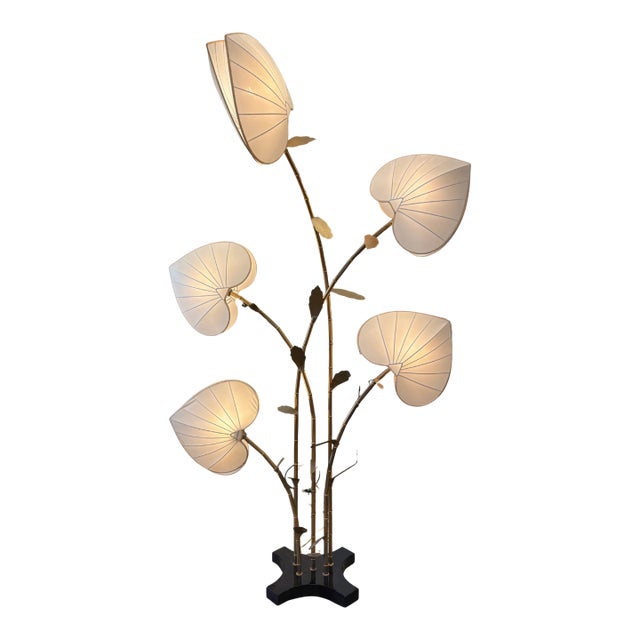 Vintage Hollywood Regency “Lotus Fan” Floor Lamp For Sale