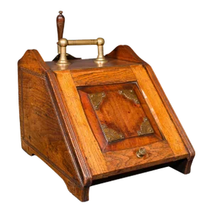 1890s Victorian Antique Coal Purdonium, English, Oak, Fireside, Arts and Crafts