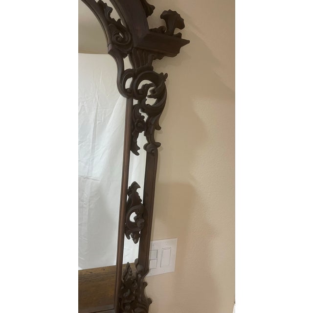1990s Vintage Indonisian Hand Carved Mirror Frame Mahogany For Sale - Image 5 of 9