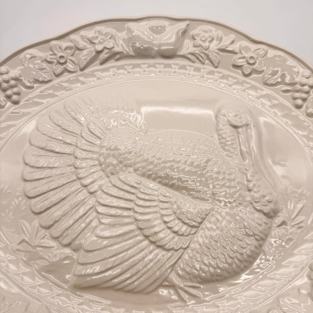 Vintage White Ceramic Holiday Turkey Platter Japan For Sale In Portland, ME - Image 6 of 7