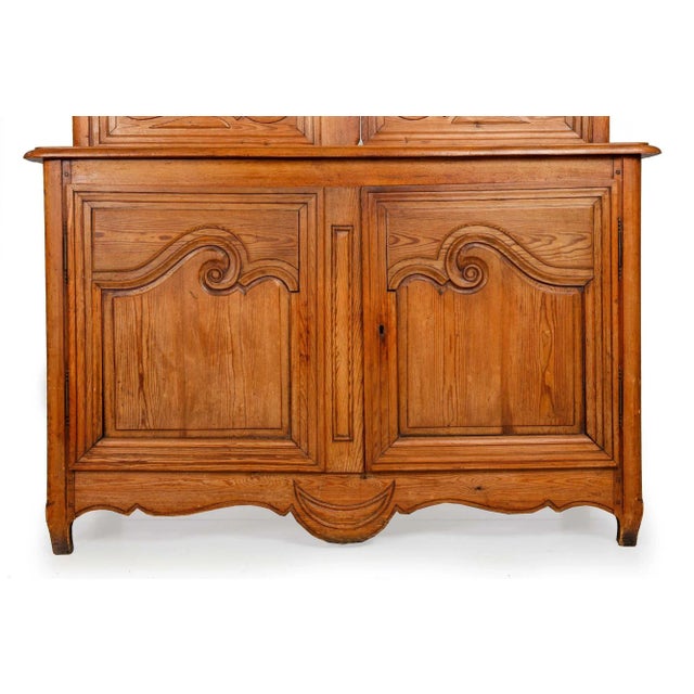 Brown French Provincial Waxed Pine Bookcase Display Cabinet Cupboard For Sale - Image 8 of 13
