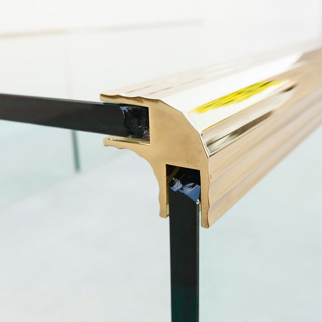 1970s Brass & Glass Hollywood Regency Side / End Tables in the Style of Leon Rosen for Pace Collection - a Pair For Sale - Image 10 of 12