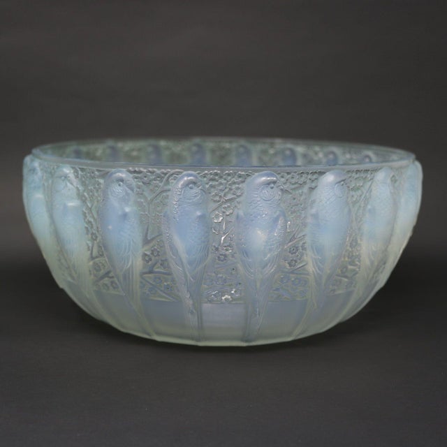 Art Deco Rene Lalique Opalescent Glass 'Perruches' Bowl For Sale - Image 3 of 12