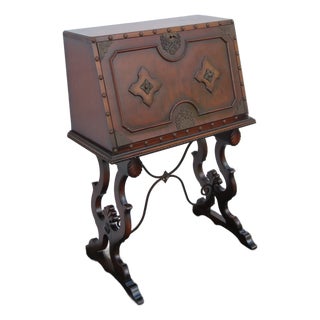 Early 1900s Carved Writing Cabinet Secretary Desk 6680 For Sale