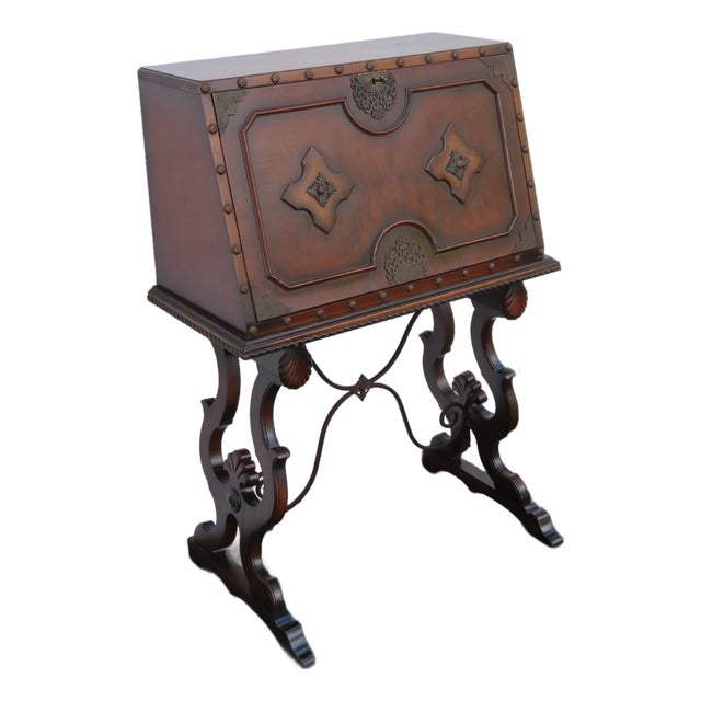 Early 1900s Carved Writing Cabinet Secretary Desk 6680 For Sale
