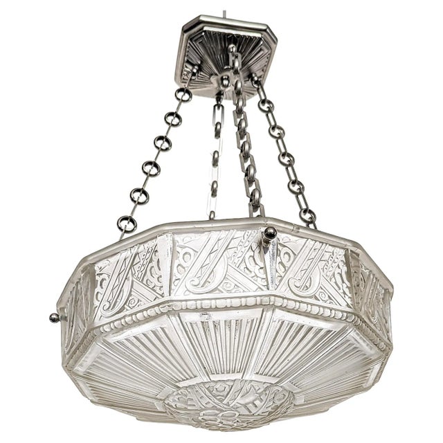 Art Deco French Art Deco Chandelier by Hettier Vincent For Sale - Image 3 of 7