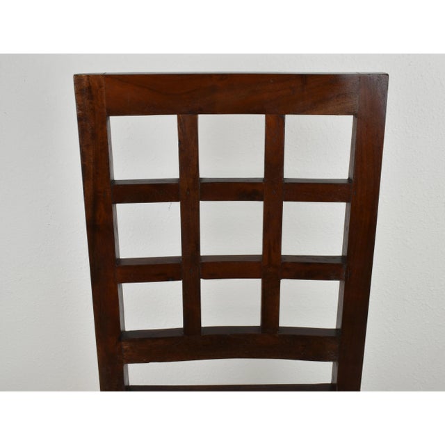 1990s Vintage Rustic Hand Crafted Hardwood Window Back Dining Chairs - Set of 4 For Sale - Image 9 of 12