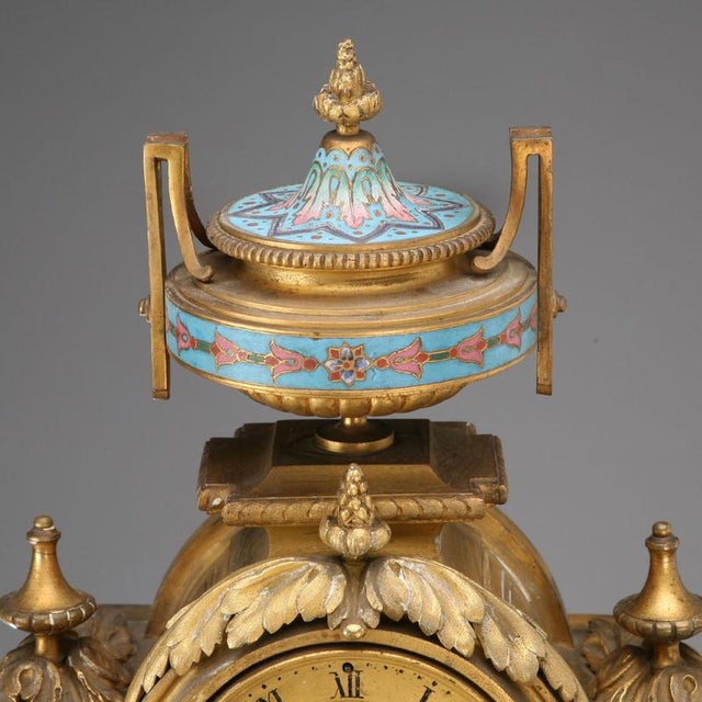 Gilded Bronze and Cloisonné Enamel Table Clock For Sale - Image 9 of 13