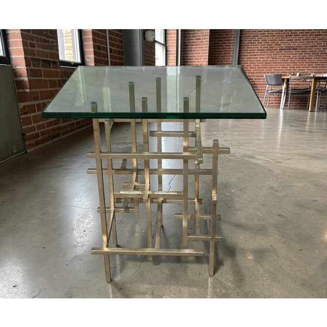 Modern Paul Ferrante Mondrian Silver Gilt Metal Side Table For Sale In Los Angeles - Image 6 of 6