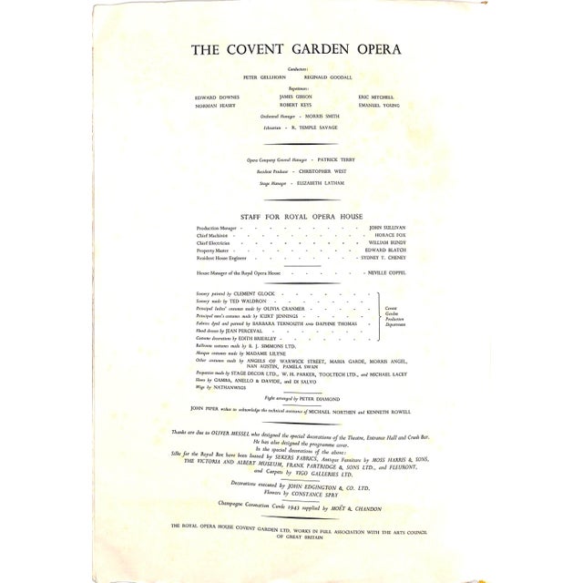 Traditional Oliver Messel “Gloriana” 1953 Coronation Royal Gala Performance Royal Opera Covent Garden Programme For Sale - Image 3 of 6