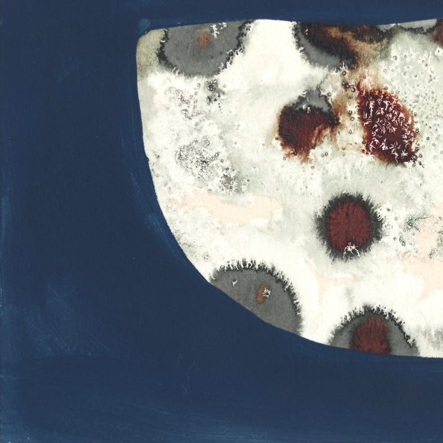 Flower in Bowl - Abstract Cool Tone Botanical Mixed Media Painting on Paper Original Artwork by Krisanne Souter For Sale - Image 4 of 6