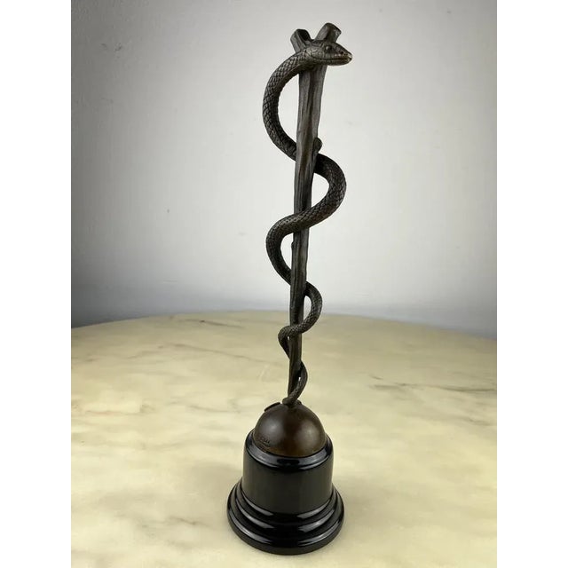 Bronze and Marble Staff of Aesculapius, France, 1990s For Sale - Image 3 of 7