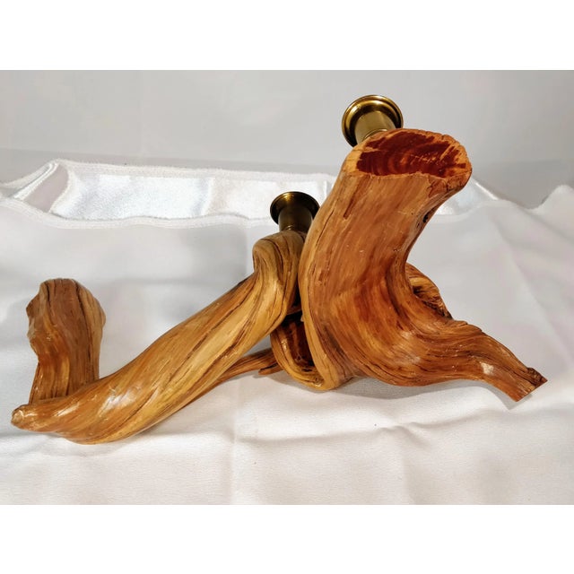 Wood Vintage Driftwood Burlwood Candle Holder For Sale - Image 7 of 10