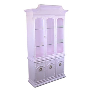 Late 20th Century Pink Faux Bamboo Pagoda Top Cabinet For Sale