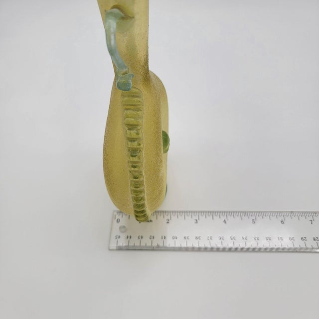 Yellow Vintage Venetian Scavo Art Glass Amphora Vase For Sale - Image 8 of 10
