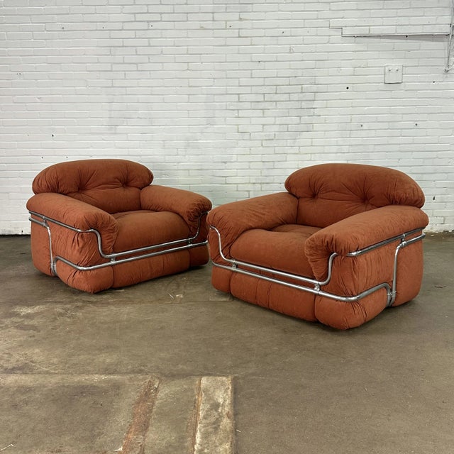 Italian Armchairs by Adriano Piazzesi, in Very Good conditions. Designed 1970 to 1979 This piece has an attribution mark,...