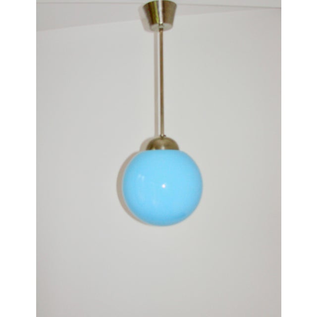 1940s Pendant Lamp with Blue Glass Shade, 1940s. For Sale - Image 5 of 8