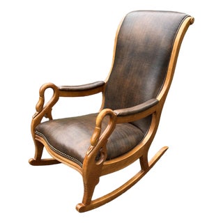Walter Smithe Cudtom Swan Rocking Chair For Sale