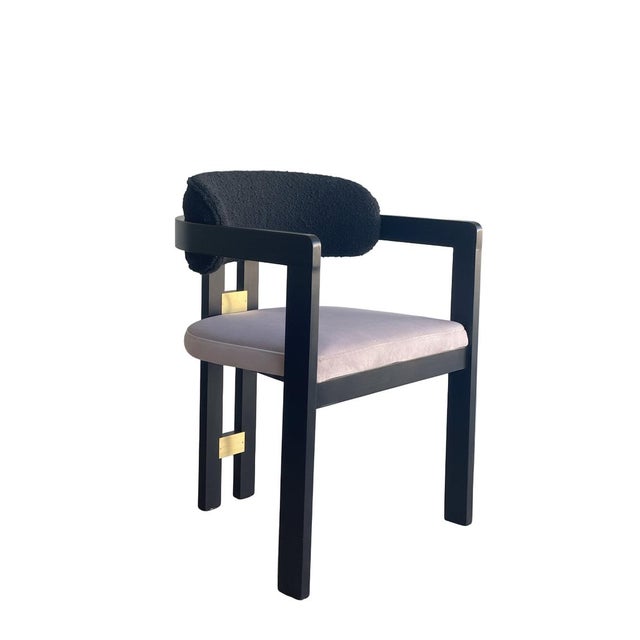 Conan Wood Dining Armchair Chair in Mauve and Black For Sale In Los Angeles - Image 6 of 6
