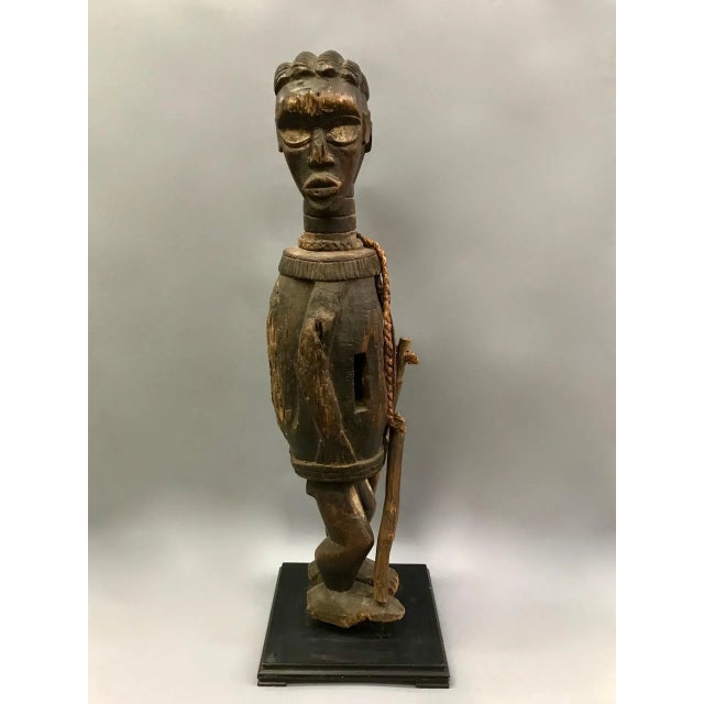 Brown Double Head Figure Dan Slit Gong Instrument For Sale - Image 8 of 9