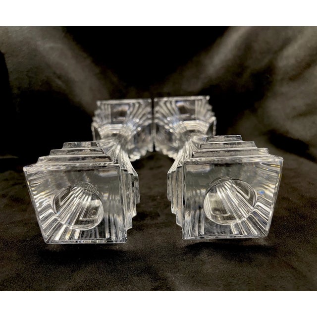 Vintage 1980s Mikasa Attributed Crystal City Lights Art Deco Candle Holder Pair For Sale - Image 16 of 18