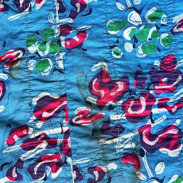 Vintage Egyptian Matelasse Quilted Coverlet or Throw in Blue and Yellow For Sale - Image 4 of 8