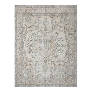 1970s Vintage Persian Handmade Wool Cotton Brown Beige Area Rug For Sale