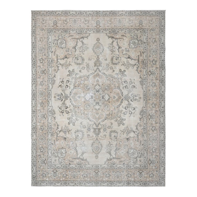 1970s Vintage Persian Handmade Wool Cotton Brown Beige Area Rug For Sale