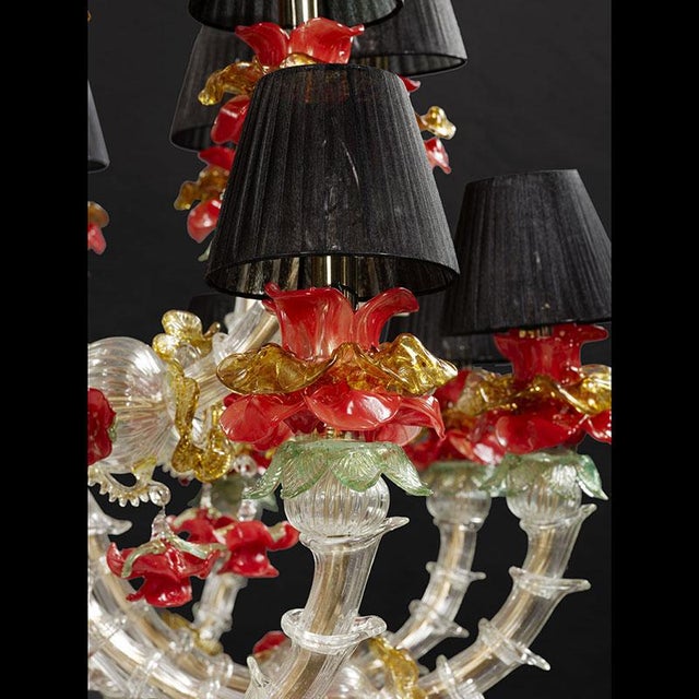 Rezzonico Chandelier in White-Gold-Red Murano Glass, 1950s For Sale - Image 7 of 9