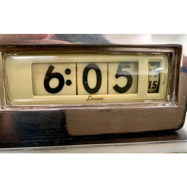 Lawson 1930s Art Deco Silver Onyx Mantle Clock Model 975 For Sale - Image 11 of 11