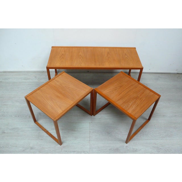 1950s Vintage Danish Nesting Tables in Natural Teak, 1950s, Set of 3 For Sale - Image 5 of 10