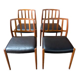 1950s Set of 4 Teak Chairs Attributed to N.O. Møller Model 83 - 102554b For Sale