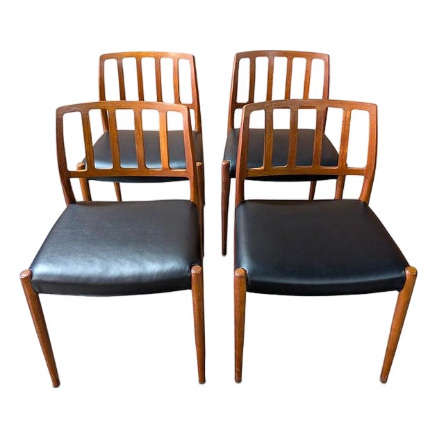 1950s Set of 4 Teak Chairs Attributed to N.O. Møller Model 83 - 102554b For Sale