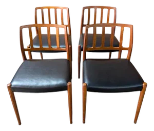 1950s Set of 4 Teak Chairs Attributed to N.O. Møller Model 83 - 102554b