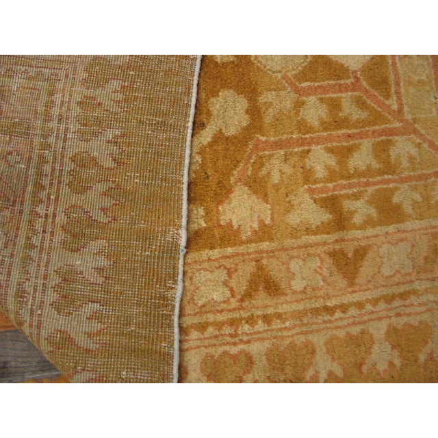 1900 - 1909 Elegant Medallion Design on Remarkable Rare and Breathtaking Gold Background Color Antique Indian Agra Rug For Sale - Image 5 of 5