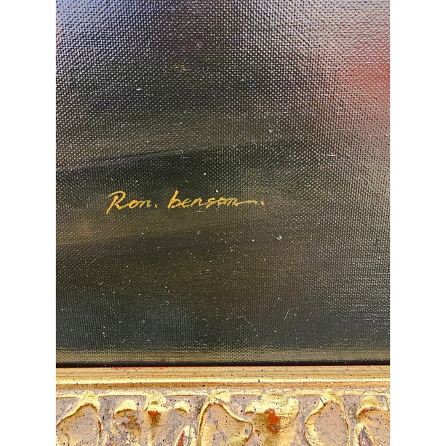 Large Ron Benson Signed Still Life Oil Painting - Floral & Fruit - Ornate Gilt Frame 40×40 For Sale - Image 4 of 9
