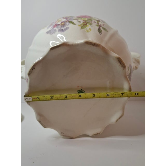 Early 20th Century Antique Johnson Bros England Slop Jar Chamber Pot & Lid Victorian Floral Gold 12.5" For Sale - Image 5 of 15