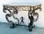 Hand wrought iron base console table with specimen marble top. Serpentine front, great iron work. 1860 47 x 23 x 34