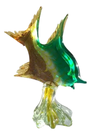 1960 Venetian / Murano Angel Fish Glass Sculpture on Base