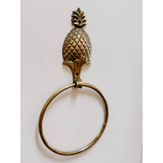 Mid 20th Century Vintage Brass Pineapple Hand Towel Ring Holder For Sale - Image 5 of 5