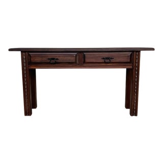 Late 19th Century Spanish Console Table With Drawers and Carved Legs For Sale