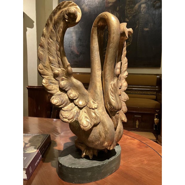 Ittalian Artist, Empire Period Decorative Swan Sculptures, 1800s, Giltwood, Set of 2 For Sale - Image 6 of 13
