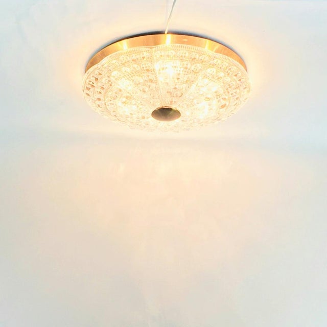 Mid-Century Modern Scandinavian Glass and Brass Flush Mount by Carl Fagerlund for Orrefors, Sweden, 1960s For Sale - Image 6 of 11