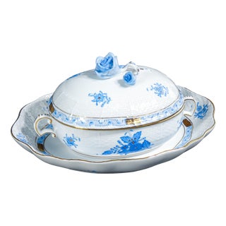 370 Apponyi Blue Porcelain Sauce Pot from Herend For Sale
