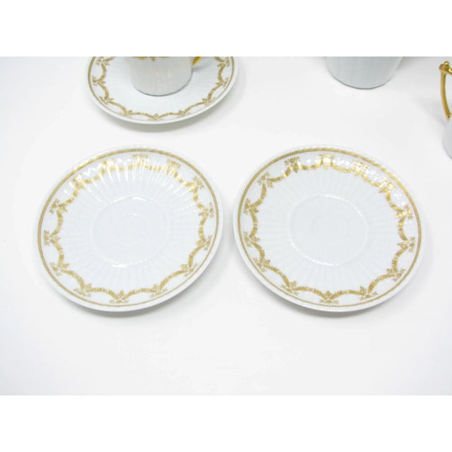 White Vintage Robert Haviland & C. Parlon Limoges Porcelain Demitasse Tea or Coffee Set With Gold Decoration - 24 Pieces For Sale - Image 8 of 13