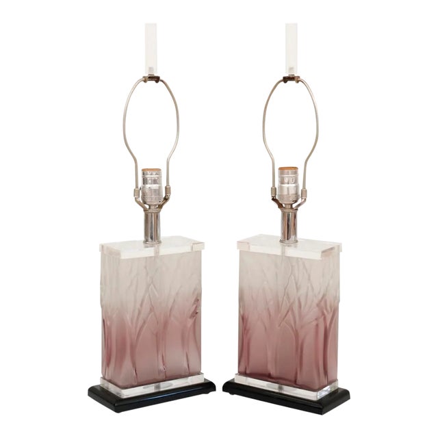 Hollywood Regency Purple Lucite Table Lamps - a Pair For Sale